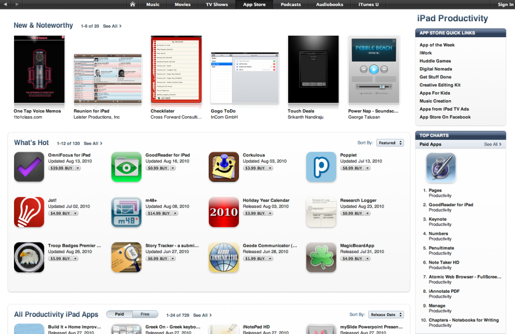 Holiday Year Calendar in What's Hot iPad Productivity (US App Store)