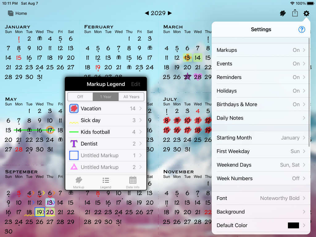 VoidTech - All-in-One Year Calendar Pro iPad App
