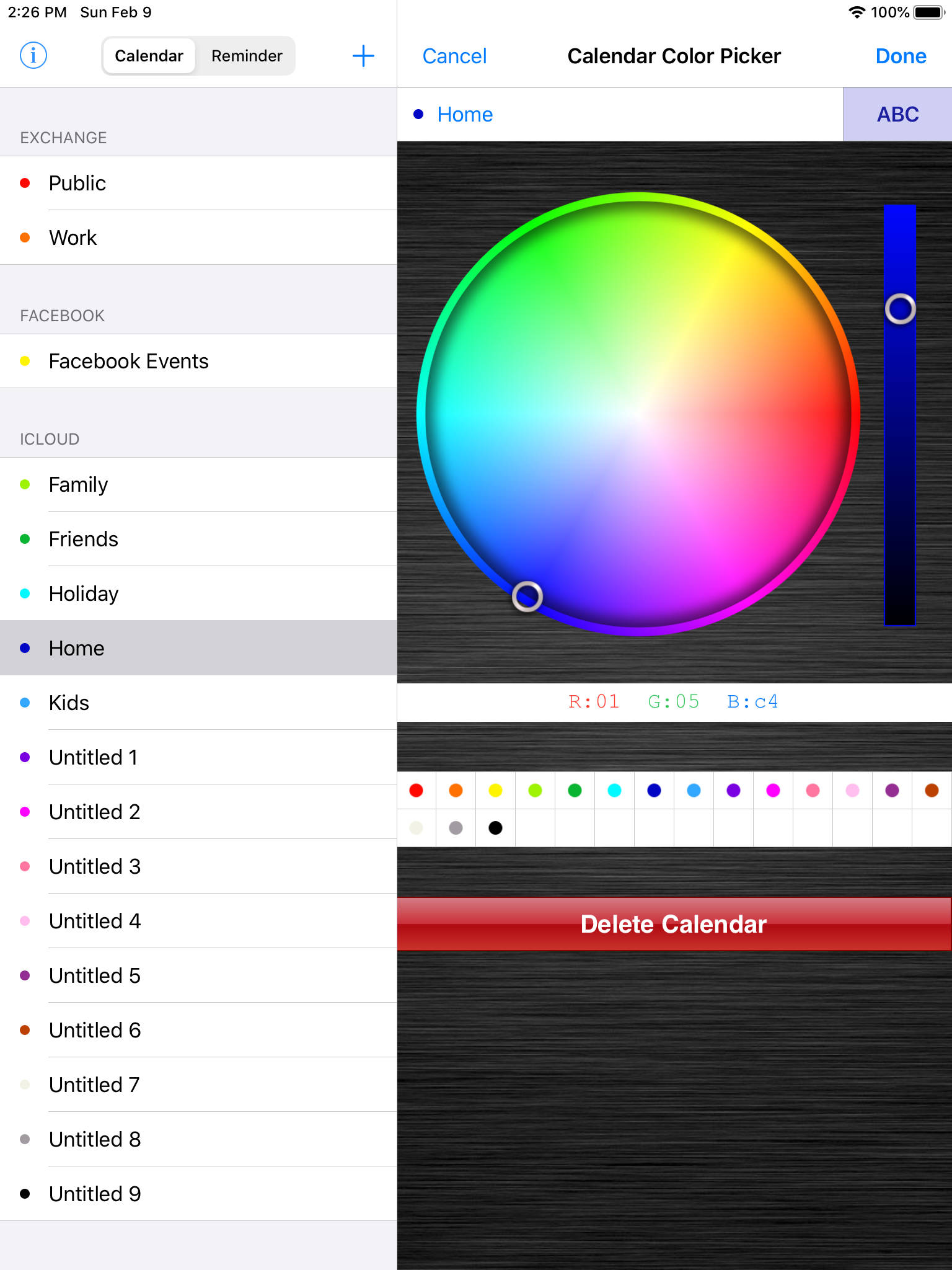 mac calendar app colors for appointments